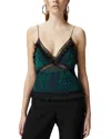 Pinko Georgette Strasbourg Panelled Top In Green/black