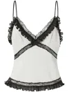 Pinko Silk-blend Crepe Thin Shoulder Top In Weiss