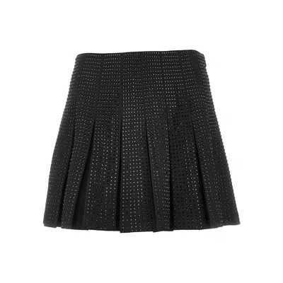 PINKO STRASS-EMBELLISHED PLEATED MINI SKIRT