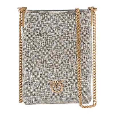 Pinko Strass Monogram Phone Cover In Gold