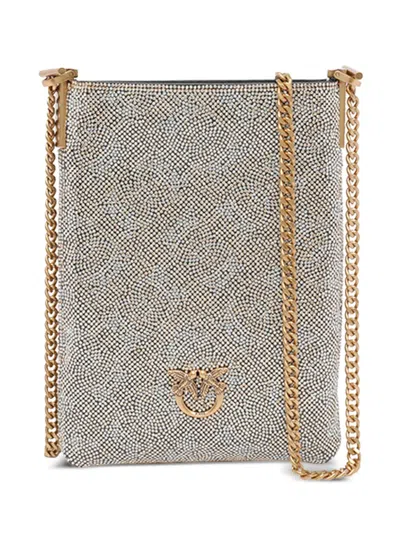 Pinko Strass Monogram Smartphone Case In Gray