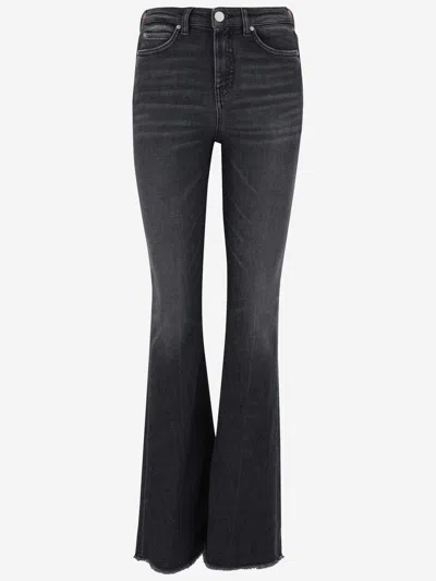 Pinko Stratch Cotton Blend Flared Jeans In Denim