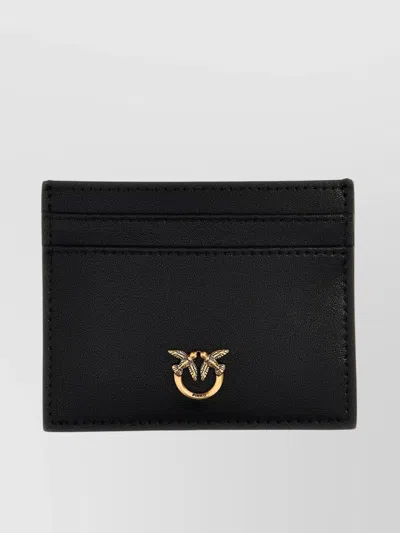 Pinko Streamlined Card Holder With Gold-tone Hardware In Black
