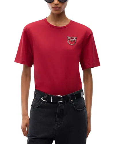 Pinko Strepitoso Embroidered Jersey Tee In Red