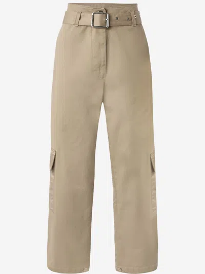 Pinko Stretch Cotton Gabardine Cargo Pants In Khaki