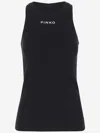 Pinko Stretch Cotton Top With Logo In Black
