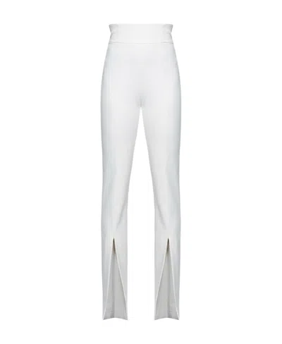 Pinko Stretch Crepe Trousers In White