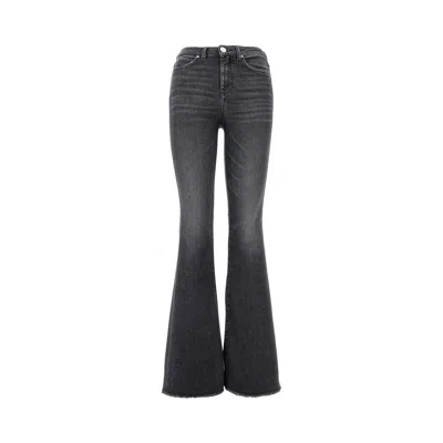 Pinko Stretch Denim Flared Pants In Black