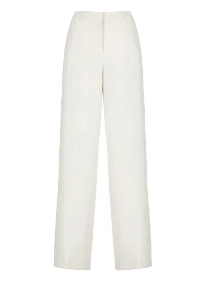 Pinko Stretch Fabric Palazzo Trousers In Beige