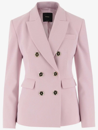 Pinko Stretch Jersey Double-breasted Jacket In Pink