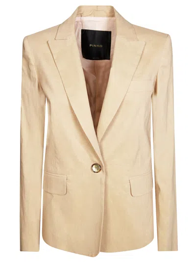 Pinko Stretch Linen Jacket For Women - Ss26 Collection In Neutral