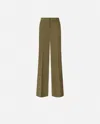 Pinko High-waisted Tailored Olive Green Trousers With Pressed Creases In Military Olive Green
