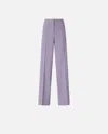 Pinko Stretch Linen Trousers With Crease In Purple, Chalk
