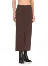 Pinko High Waist Midi Skirt With Rear Pockets In Brown