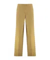 Pinko Trousers Linen High-rise Waist In Yellow