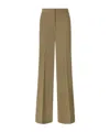 Pinko Wide Leg Linen Blend Trousers In Green