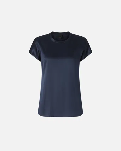 Pinko Stretch Silk Satin Blouse With Round Neckline In Blue