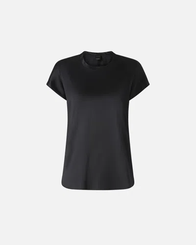 Pinko Stretch Silk Satin Blouse With Round Neckline In Blue