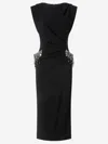 Pinko Midi Sleeveless Dress With Side Split And Sequins In Black