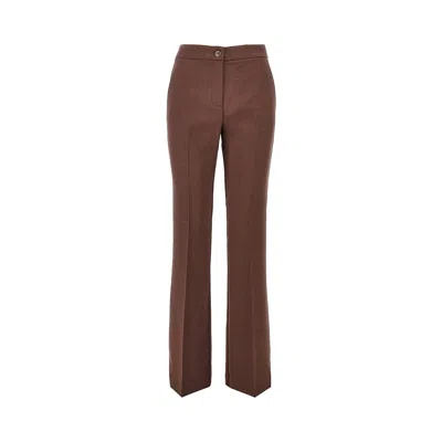 Pinko Stretch Viscose-blend Flared Pants In Brown