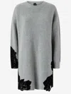 Pinko Stretch Wool Blend Dress With Lace In Gray