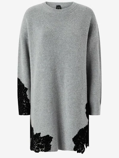 PINKO STRETCH WOOL BLEND DRESS WITH LACE
