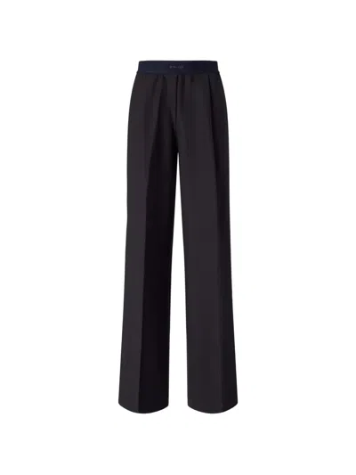 Pinko Stretch Wool-blend Palazzo Trousers In Black