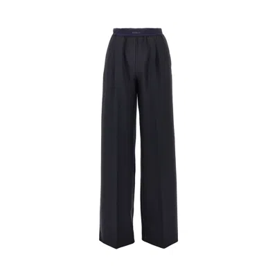Pinko Stretch Wool-blend Wide-leg Pants In Blue