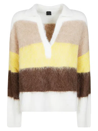 Pinko Strillo Warm Stripe Relaxed Striped Sweater In Transparent
