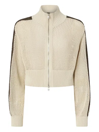 Pinko Stripe Zip Cardigan In Animal Print