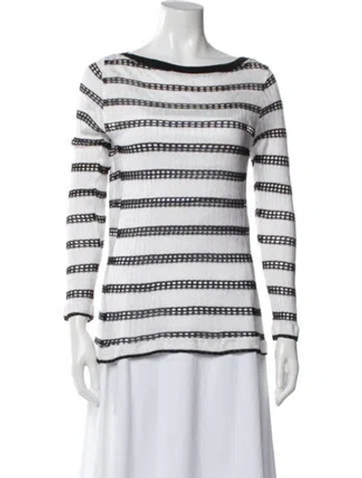 Pre-owned Pinko Striped Bateau Neckline Sweater In White