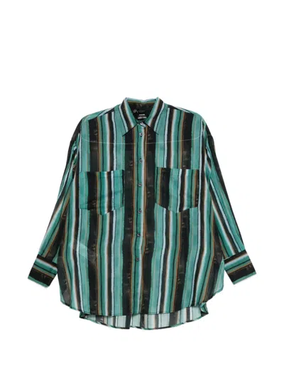 Pinko Striped Chest-pocket Shirt In Green