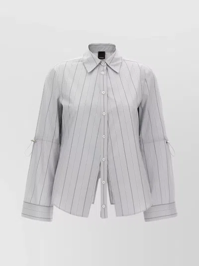 Pinko Striped Collar Shirt With Adjustable Ties In Multicolor