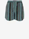 Pinko Chic Mini Shorts With Unique Stripe Print In Blue
