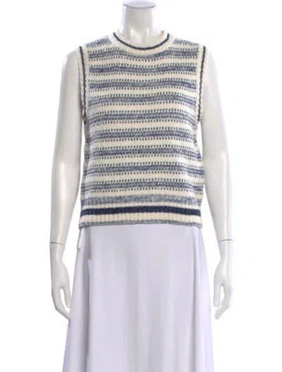 Pre-owned Pinko Striped Crew Neck Sweater In White