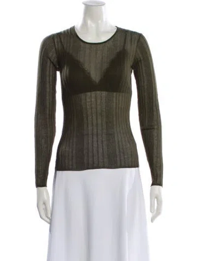 Pre-owned Pinko Striped Crew Neck Top In Green