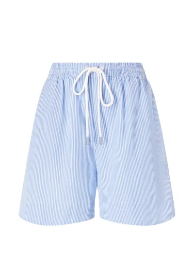 Pinko Striped Drawstring Shorts In Blue