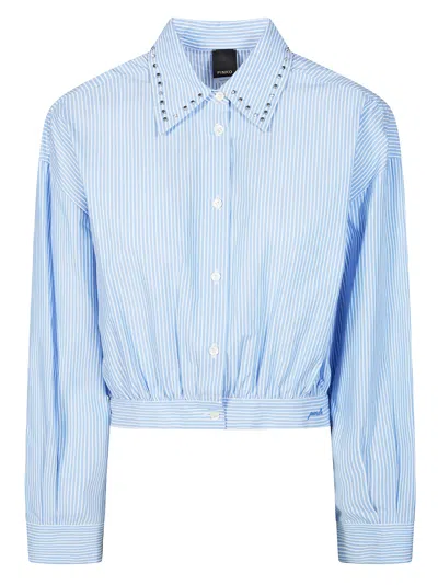 Pinko Striped Embellished Shirt In Blue