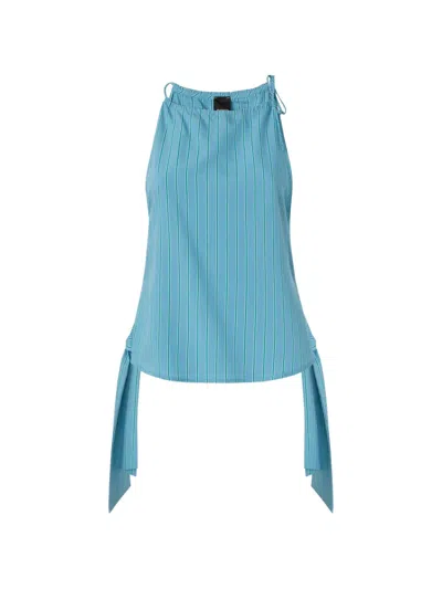 Pinko Striped Halterneck Top In Blue