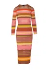 Pinko Robe Longue En Maille À Rayures Colorées