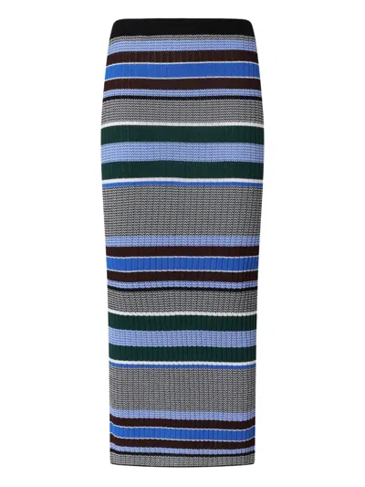 Pinko Striped Knitted Skirt In Gray