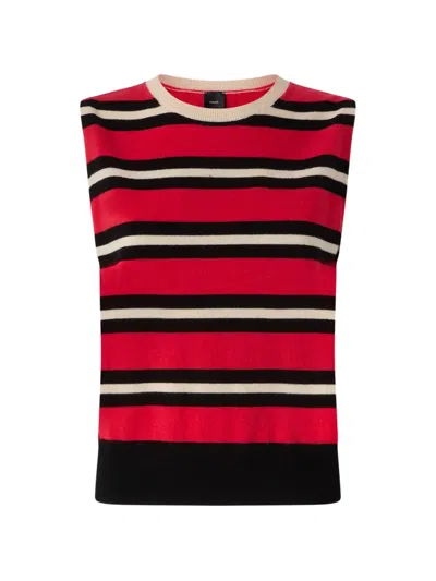 Pinko Striped Knitted Vest In Multi