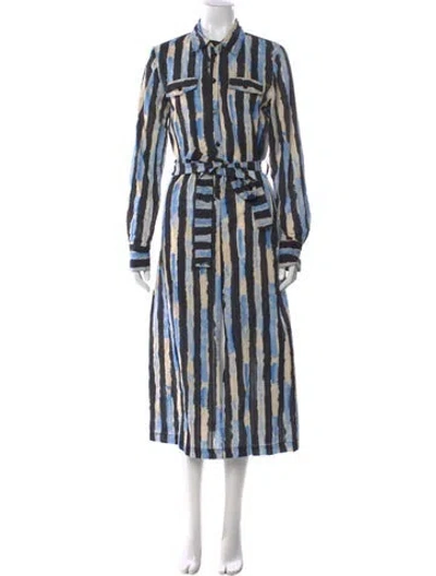 Pre-owned Pinko Striped Long Dress In Multi