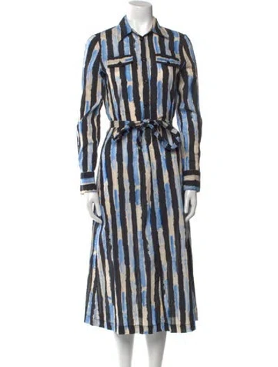 Pre-owned Pinko Striped Long Dress In Multi