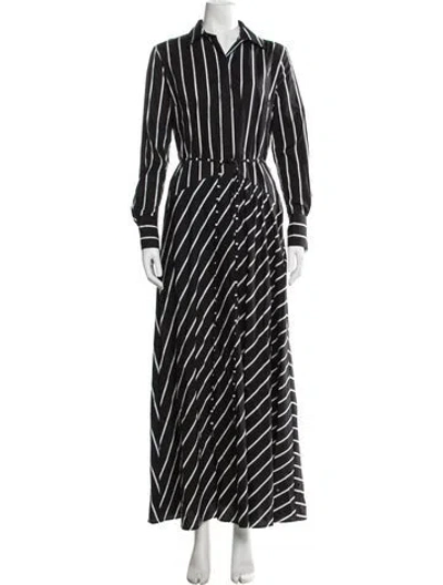 Pre-owned Pinko Striped Long Dress W/ Tags In Black