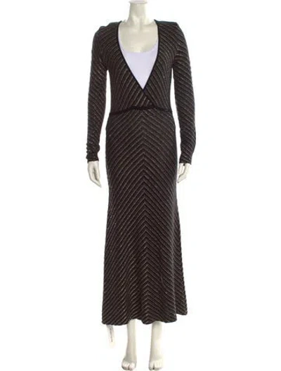 Pre-owned Pinko Striped Long Dress W/ Tags In Multi