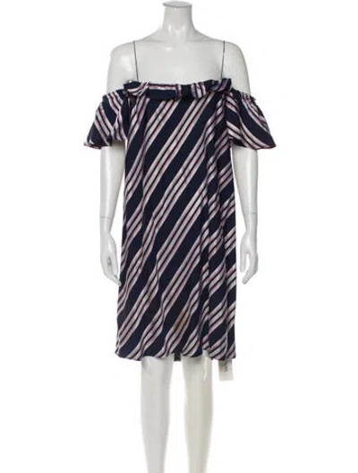 Pre-owned Pinko Striped Mini Dress In Blue