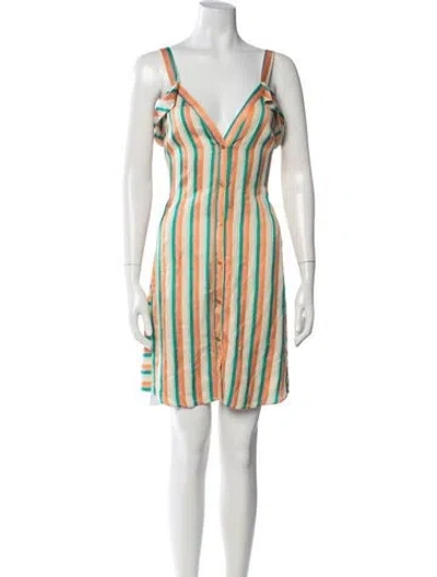 Pre-owned Pinko Striped Mini Dress In Multicolor