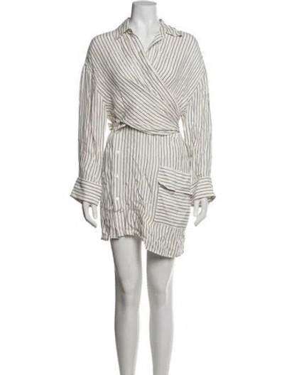 Pre-owned Pinko Striped Mini Dress In White