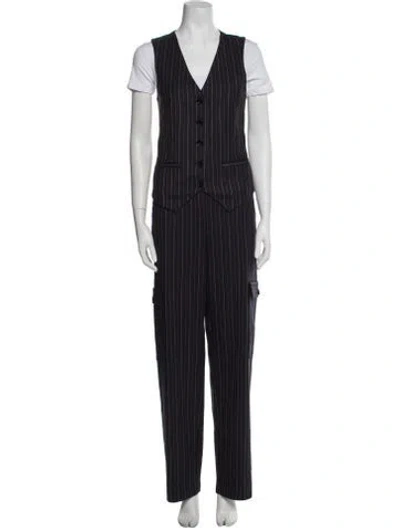 Pre-owned Pinko Striped Pant Set In Black